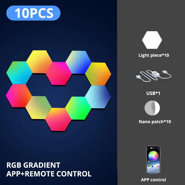Hexagon Wall Light - RGB Modular LED Panels with Music Sync