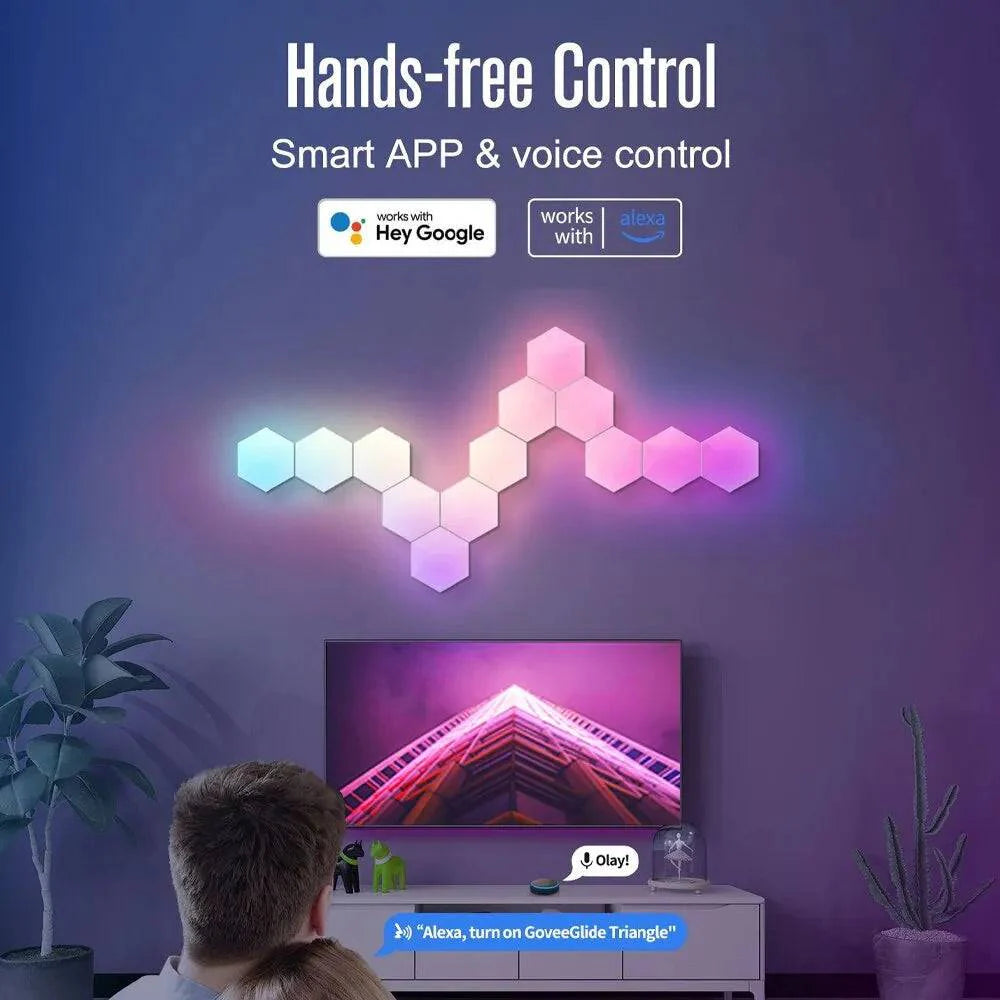 Hexagon Wall Light - RGB Modular LED Panels with Music Sync