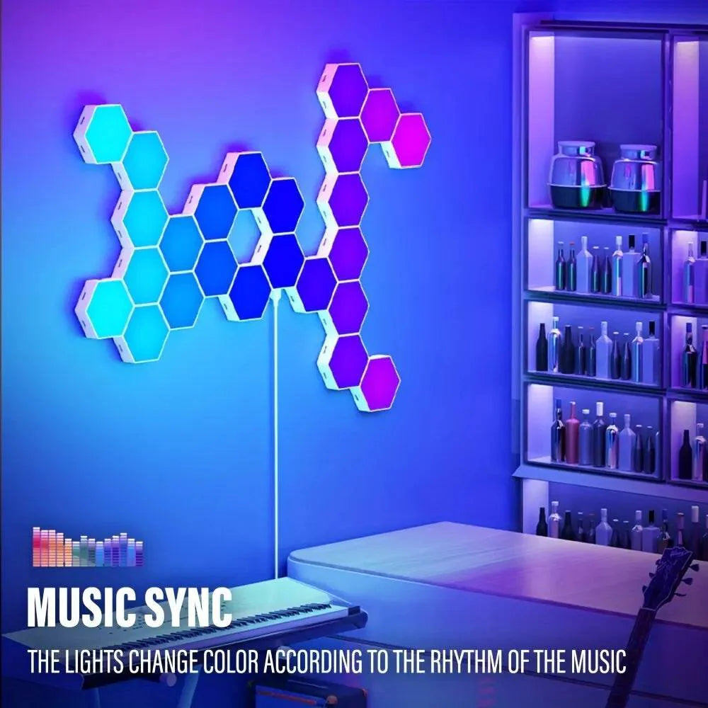 Hexagon Wall Light - RGB Modular LED Panels with Music Sync