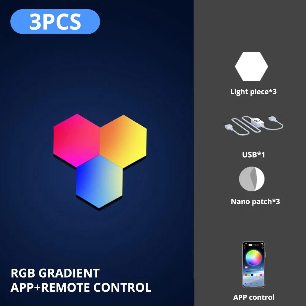 Hexagon Wall Light - RGB Modular LED Panels with Music Sync