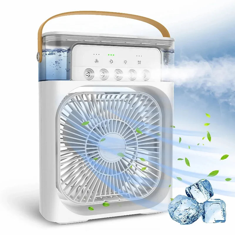 Portable 3-in-1 Air Cooler Fan with LED Light & Humidifier