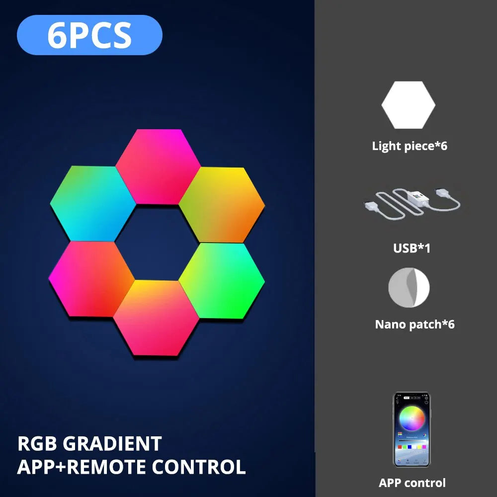 Hexagon Wall Light - RGB Modular LED Panels with Music Sync