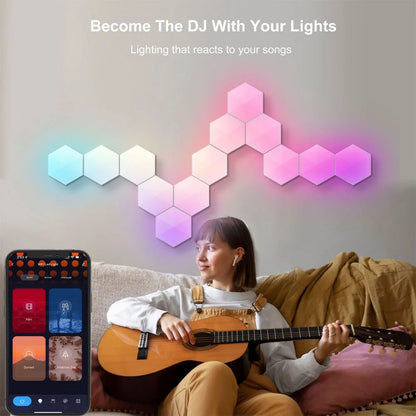 Hexagon Wall Light - RGB Modular LED Panels with Music Sync