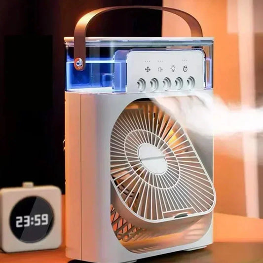 Portable 3-in-1 Air Cooler Fan with LED Light & Humidifier