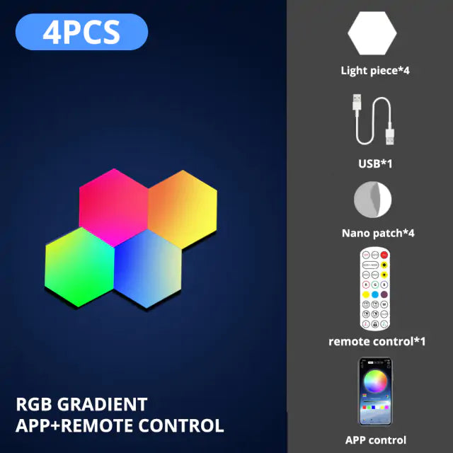 Hexagon Wall Light - RGB Modular LED Panels with Music Sync