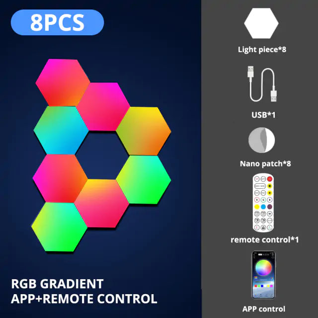 Hexagon Wall Light - RGB Modular LED Panels with Music Sync